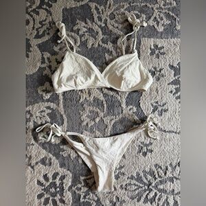 Billabong White Embossed Triangle Tie-Side Bikini